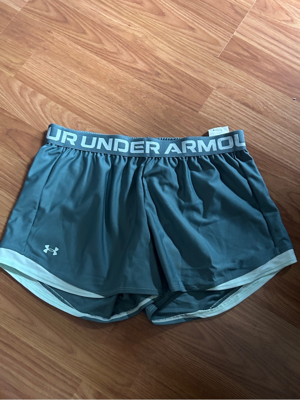 Under Armour Women's Teal-Green Athletic Shorts with Light Trim